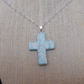 Blue/White Marbled Cross Pendant Chain B