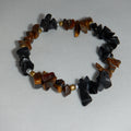 Men's Black Lava and Tiger Eye Stone Chips Stretched Bracelet