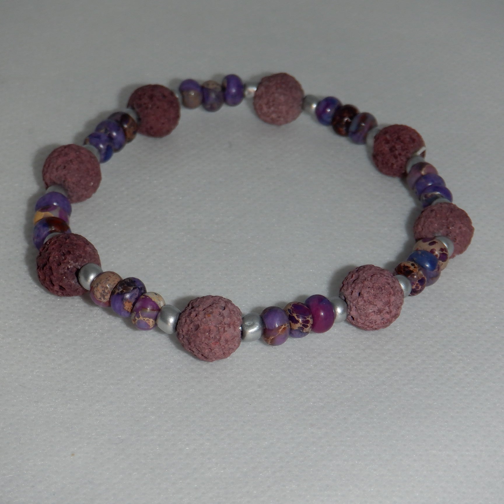 Men's Purple Lava Imperial Purple Beaded Stretch Bracelet