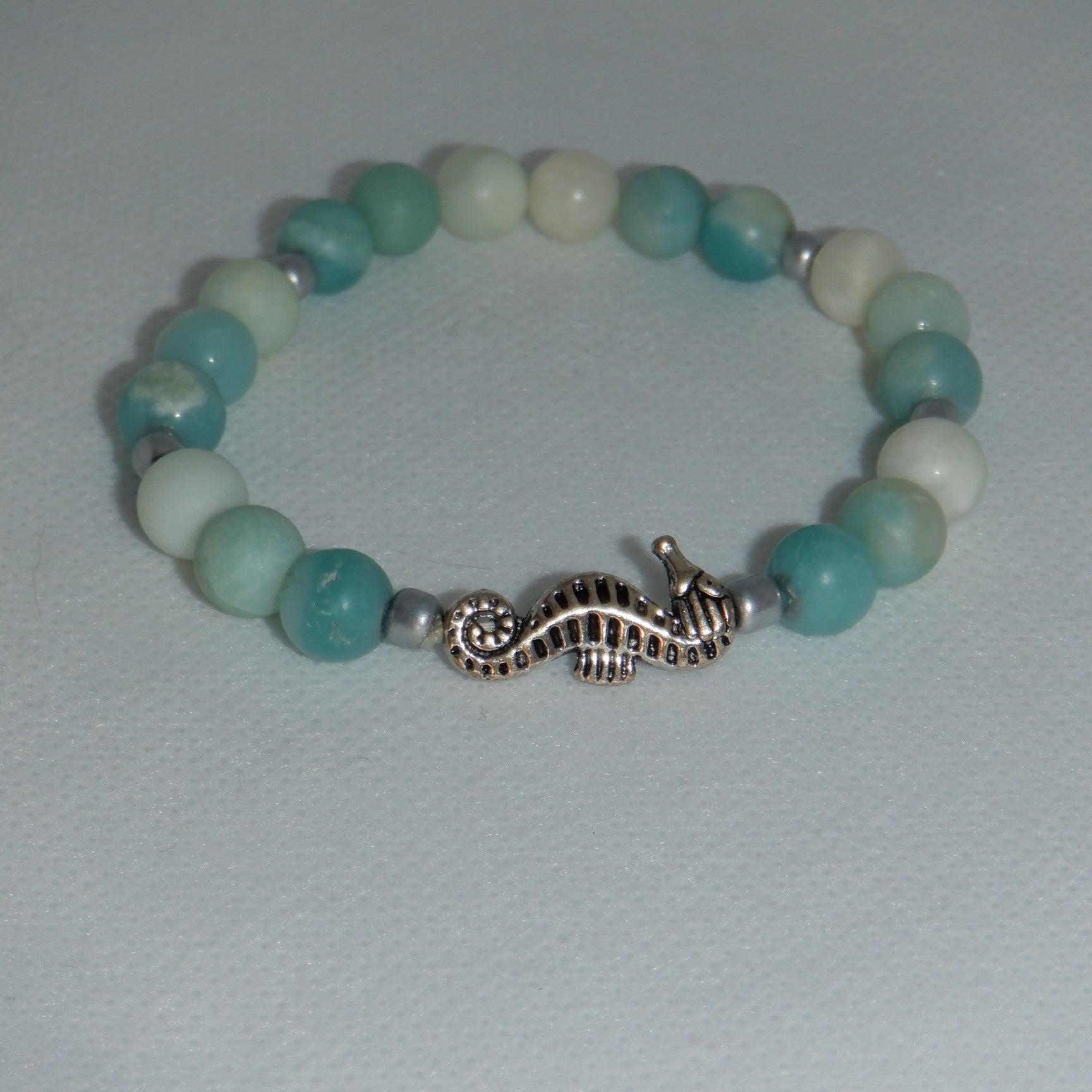 Men's Seahorse Charm Seagreen Amazonite Bracelet