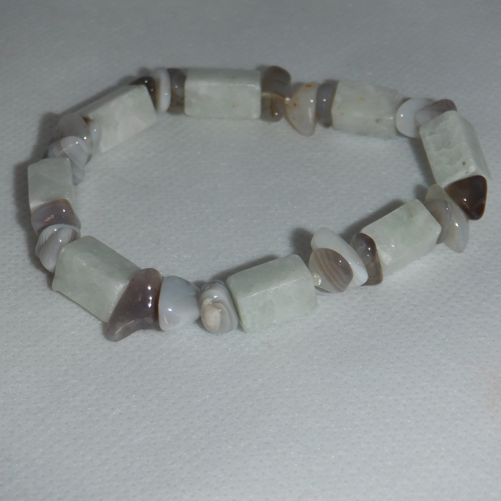 Men's Blue Greyish White Amazonite Chips Stretch Bracelet