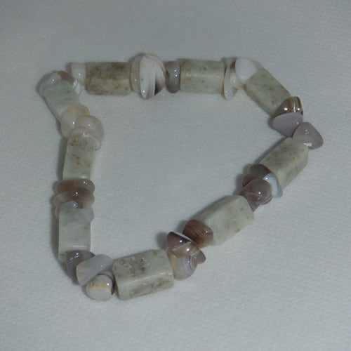 Men's Blue Greyish White Amazonite Chips Stretch Bracelet